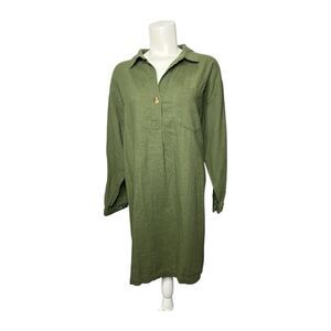 Old Navy‎ Olive Green Women's Shirt Dress Long Sleeve Linen Blend Sz XL NEW